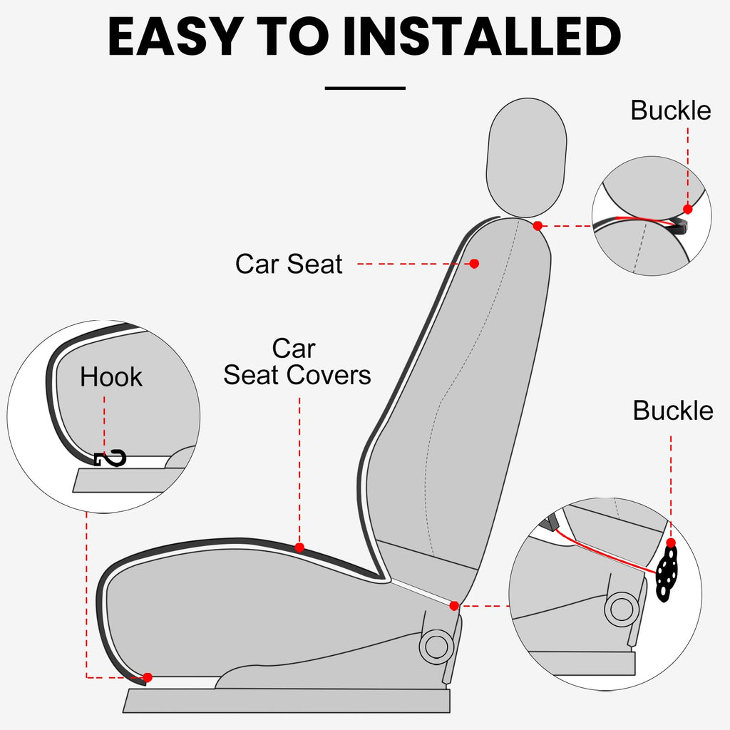 surpassme Comfortable Car Seat Covers Universal Front Seat Covers for Car Accessories, Padded Car Interior Covers for Automotive, SUV, Truck, and Van(Grey)