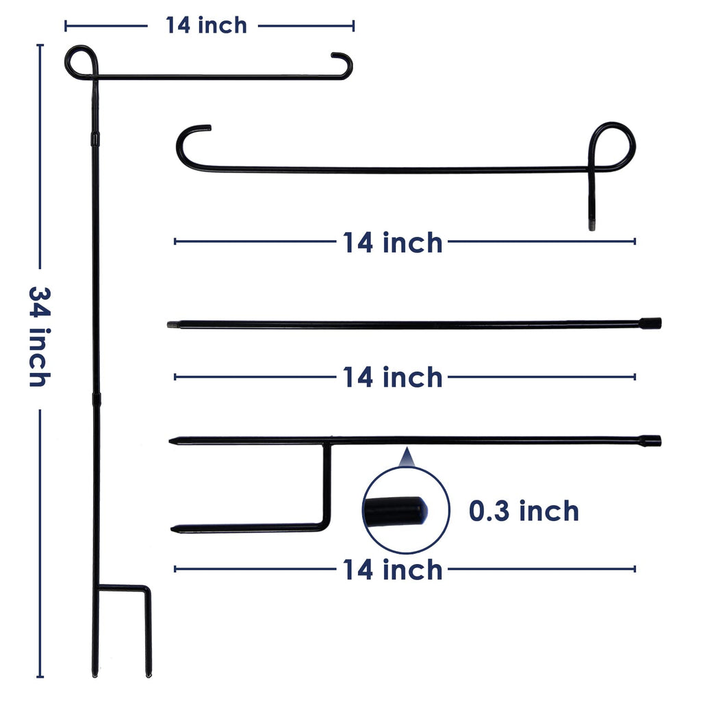 YEAHOME 2PC Garden Flag Stand Holder, Metal Premium Yard Flag Holder Weather-Proof, Powder-Coated Flagpole, Christmas Garden Flag, Winter Garden Flag, American Flag, Outdoor Garden Decor Decoration