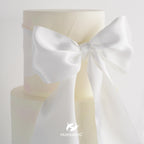 HUIHUANG White Satin Ribbon 4 inch Wide Double Faced Polyester Large Ribbon for Chair Sash Wedding Party Supplies Cake Decor Bows Making Flower Bouquet Sewing Crafts Gift Wrapping -10 Yards/Roll