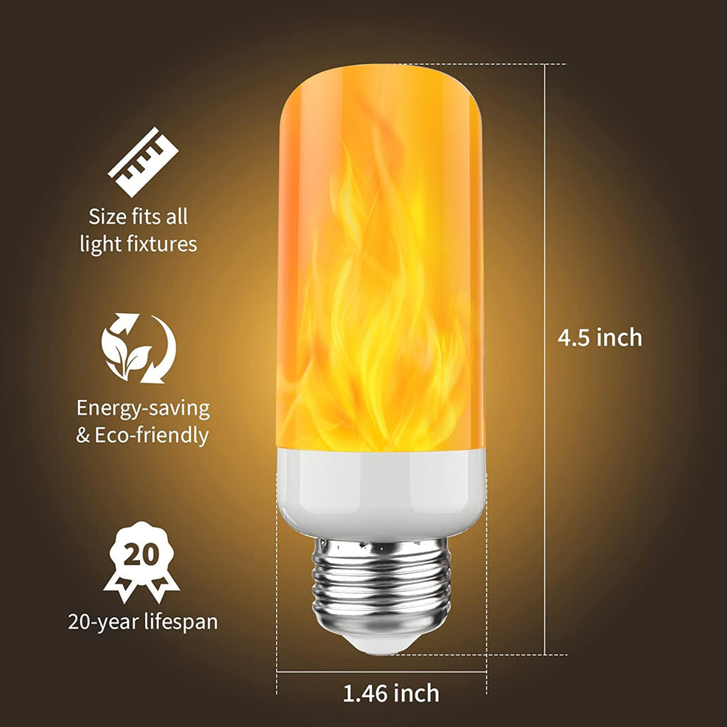 【Upgraded】Morsatie LED Flame Light Bulbs, 4 Modes Flickering Light Bulbs with Upside Down Effect, E26/E27 Fire Light Bulb for Halloween, Christmas, Party, Porch, Patio, Indoor Outdoor Decoration-2Pack
