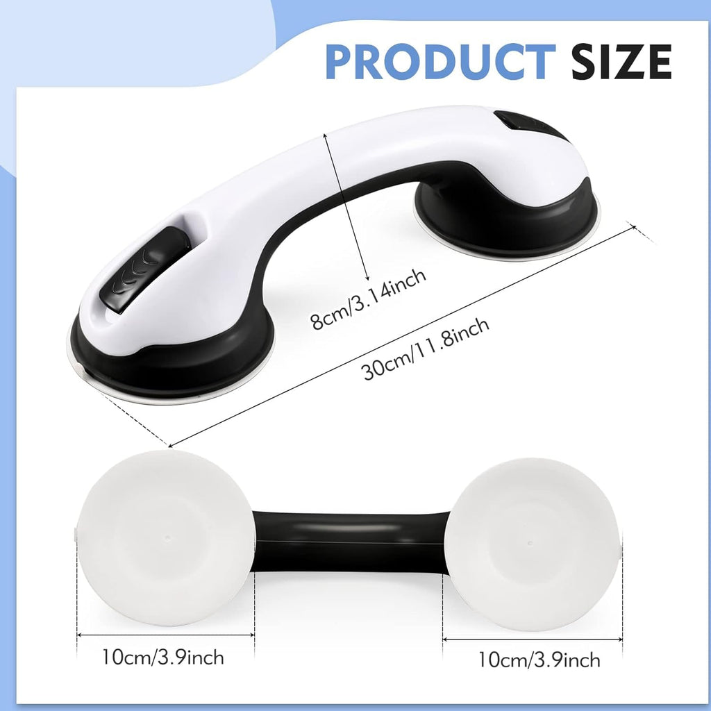 Grab Bars for Bathtubs and Showers, 12 Inch Shower Handle Strong Suction Shower Grab Bar, Bathtub Rails for Seniors, Elderly, Handicap (2 Pack) -Black