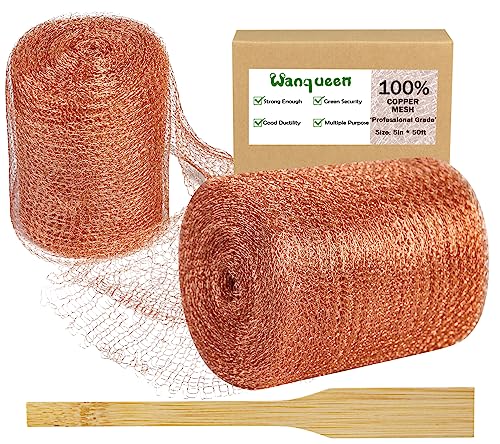 Copper Mesh Roll for Mice Rat Rodent Repellent, Sturdy 5" X 50' Copper Wool Mouse Trap for Bat Snail Bird Control with Packing Tool