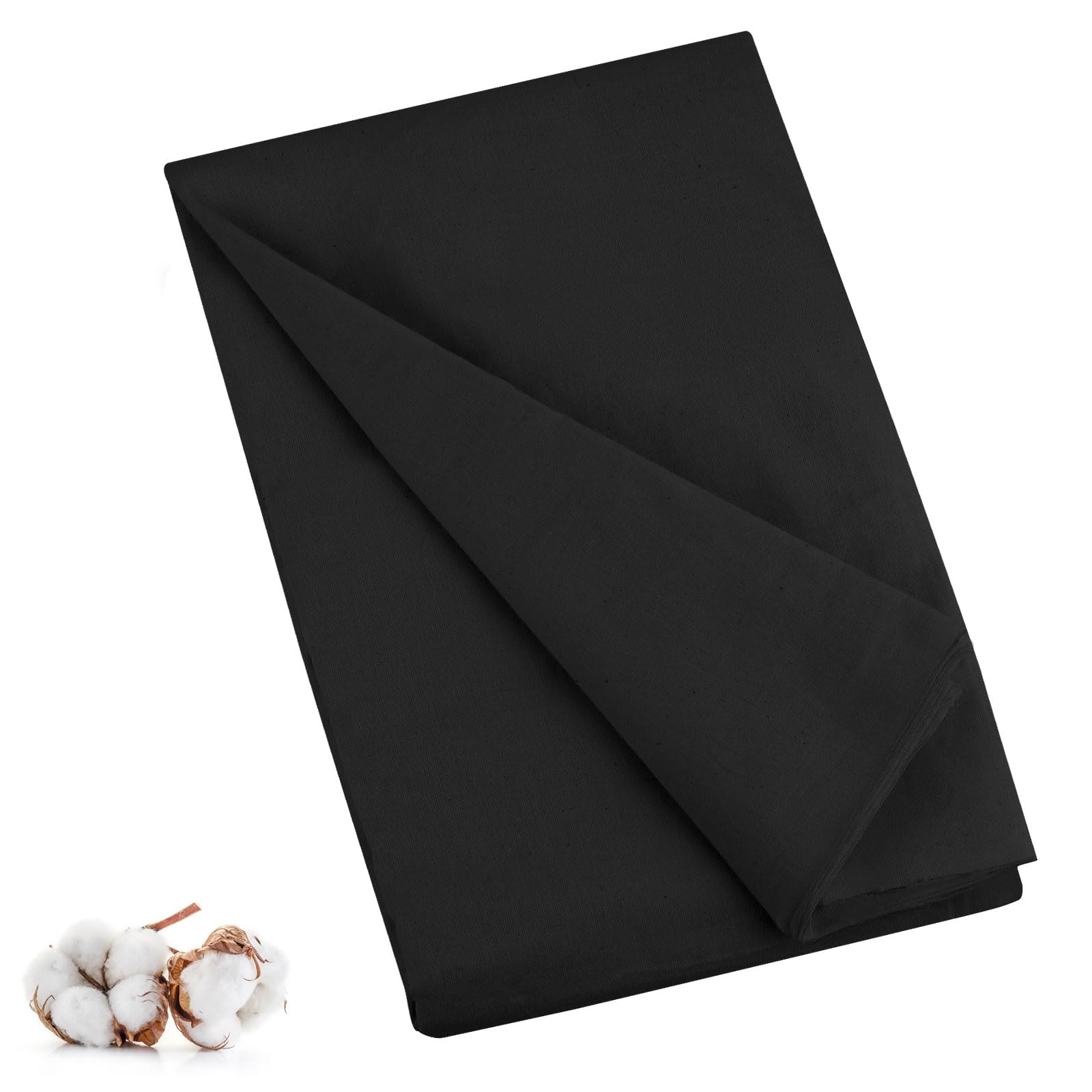 PEASUG 100% Cotton Muslin Fabric, 59 Inch X 5 Yards Muslin Linen Fabric by The Yard, Medium Weight Draping Fabrics Suitable for Sewing Embroidery, Garments, Crafts Material-Black
