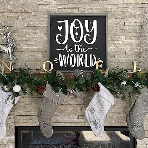 Christmas Stencils for Painting on Wood Crafts Large Holiday Winter Xmas Merry Christmas Stencil Reusable for Adult Ornament Paint Card Wall Porch Sign Glass Fabric Door (9 Christmas Sign)