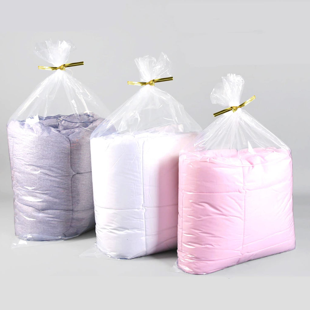 Zcintert Clear Cello Cellophane Treat Bags, 50 Pcs - 15.7" x 19.7"(2mils), Plastic Gift Bags for Candy, Party Favor, Cookies, Candies Packaging, with 4” Twist Ties