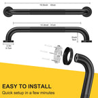 FANHAO 2 Pack Shower Grab Bar, 16 Inch Stainless Steel Bathroom Grab Bar with Anti-Slip Knurled Grip, Shower Handle Bath Handle, Safety Bars for Shower Chair Bench, Senior, Elderly, Handicap