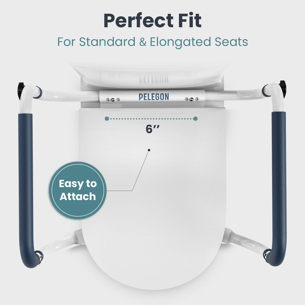 Toilet Safety Rails (250lb) - Adjustable Toilet Safety Rails, Toilet Bar for Elderly Adults, Toilets Rails for Seniors, Toilet Seat with Handles for Elderly & Disabled-Easy Installation-2 Pack