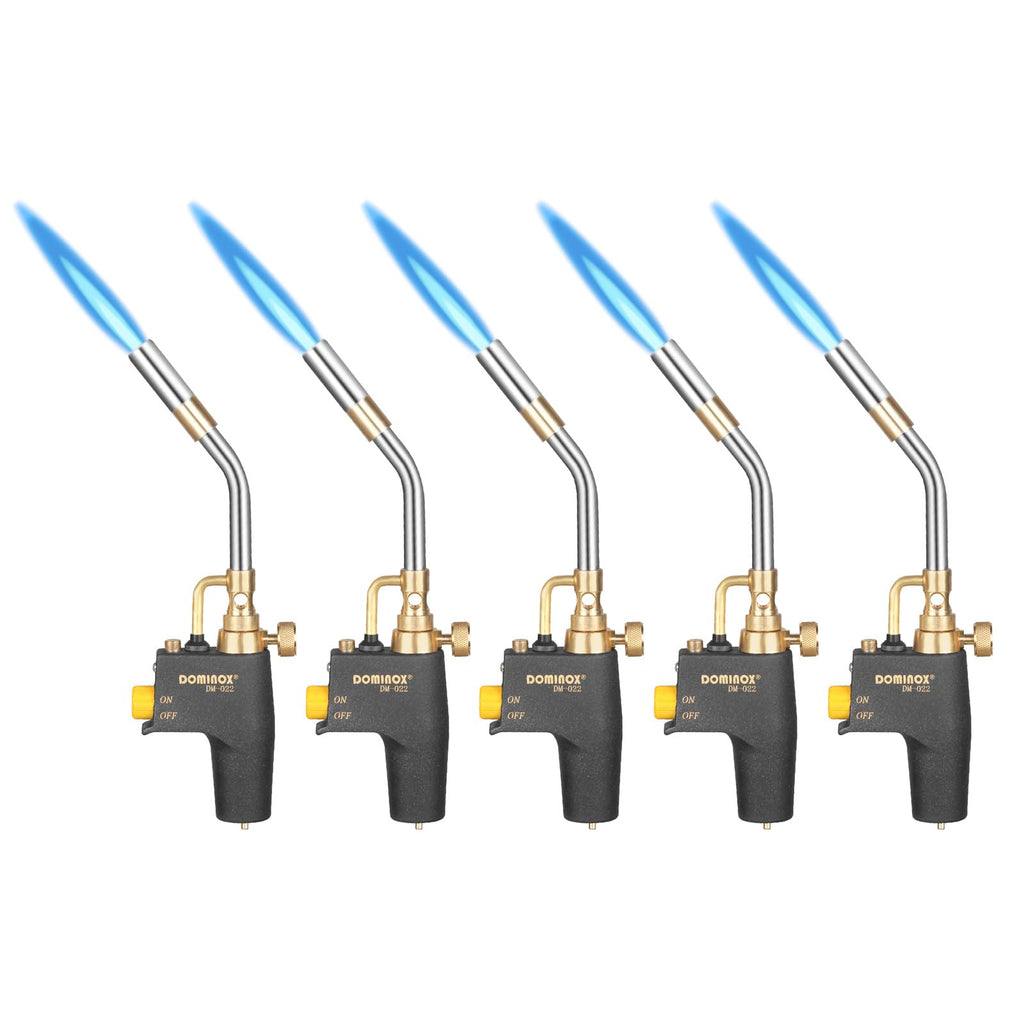 DOMINOX 5 Packs Propane Torch for MAP, MAPP and Propane Tank, High Intensity Trigger Start Torch, for Soldering, Ignition, Cooking, Lighting