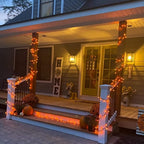 YEGUO Orange Lights for Halloween, 200 LED String Lights Outdoor Waterproof, Green Wire Christmas Lights Indoor, 8 Modes 66ft Twinkle Lights Plug in for Halloween Decor