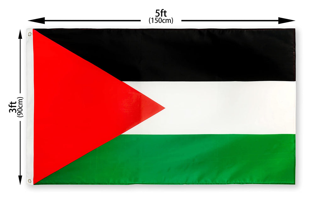 DANF Palestine Flag 3x5 Ft Thick Polyester, Fade Resistant, Brass Grommets, Canvas Header Palestinian National Flags with 3 X 5 Feet