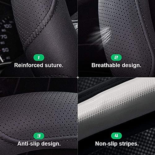 Xizopucy Car Steering Wheel Cover,14.5-15 Inch Black Universal Microfiber Leather Covers Breathable Anti-Slip Odorless Steering Wheels Accessories for Men Women