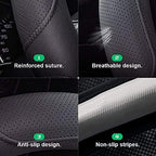 Xizopucy Car Steering Wheel Cover,14.5-15 Inch Black Universal Microfiber Leather Covers Breathable Anti-Slip Odorless Steering Wheels Accessories for Men Women