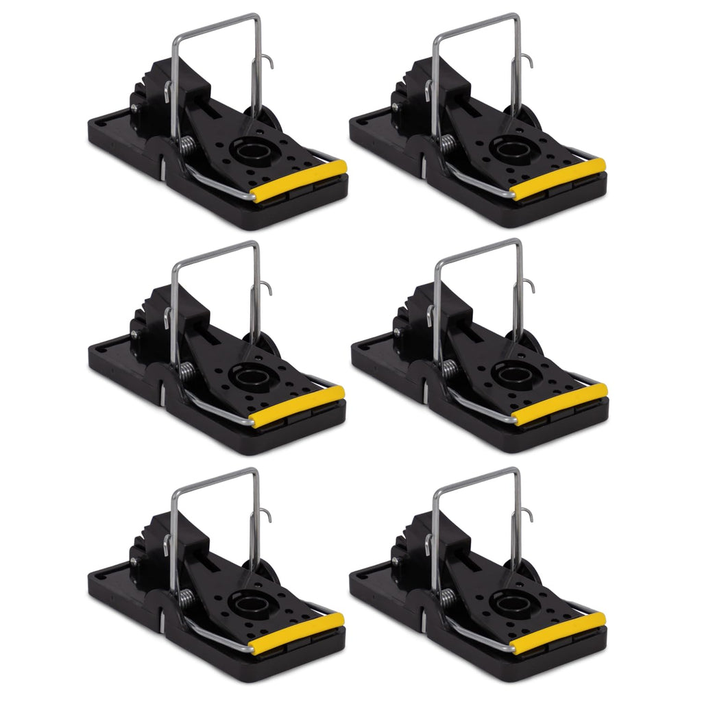TwinTech Stainless Steel Mechanical Mouse Traps for Indoor and Outdoor Rodent Control | Reusable Rat Traps with Stainless Steel Snap Trap | Safe Mouse Snap Traps with Finger Protection | 6-Pack