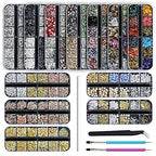 Artdone 12 boxes Nail Rhinestones,Nail Gems Nail Diamonds,Nail Art Studs Nail Crystals Nail Sequins for Nails Kit with 1 Tweezers and 3 Pen for Nail Art Supplies Accessories……