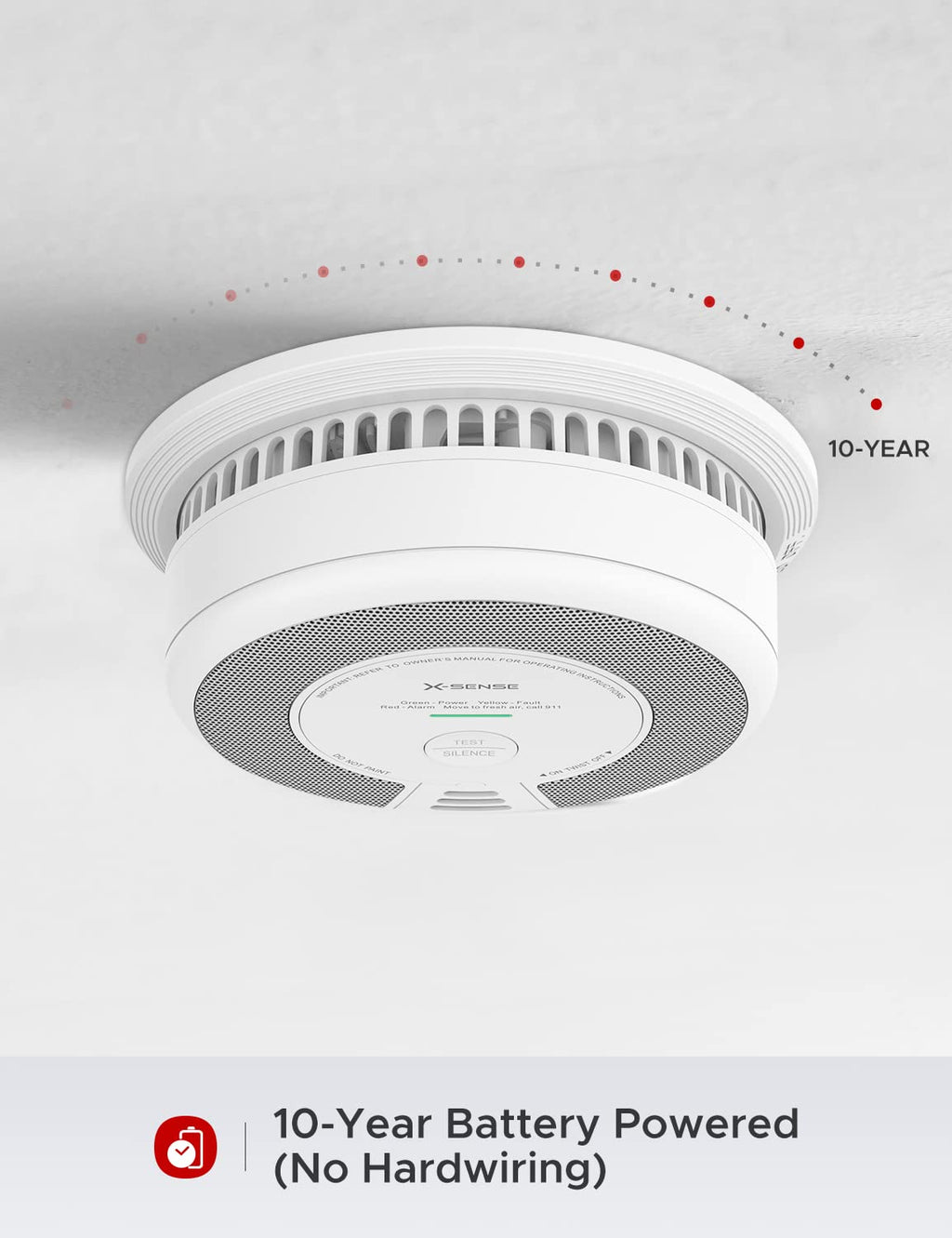 X-Sense 2-in-1 Smoke and Carbon Monoxide Detector Alarm (Not Hardwired), 10-Year Battery-Operated Dual Sensor Fire & CO Alarm, SC06, 1-Pack