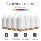 Gooamp 200ML Ceramic Diffuser,Aromatherapy Diffuser,Essential Oil Diffuser with 7 Color Lights Auto Shut Off for Home Office Room,Wood (1/3/6/ON hrs Working time)