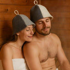 Premium Sauna Hat – 100% Natural Wool, Handmade Sauna Headwear for Men and Women – Eco-Friendly, Breathable, Insulating Hat for Sauna, Steam Room, Banya, and Bathhouse – One Size Fits All, White-Grey