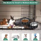 Dog Crate Water Bowl No Spill, 2 Pack Dog Crate Bowls Hanging, Kennel Water Food Bowls Mountable, Pet Cage Accessories Feeder Dish, Stainless Steel Coop Cup for Cat Puppy Bunny Guinea Pig Ferret Bird