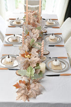 DearHouse 2 Pack Fall Garland Maple Leaf, 5.9Ft/Piece Hanging Vine Garland Artificial Autumn Foliage Garland Thanksgiving Decor for Home Wedding Fireplace Party Christmas (White&Green)