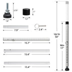 BeBecome Sliding Door Security Bar，17-50 inch Adjustable Patio Door Security bar with Rubber Tips Apartment Bedroom Bottom of Door Heavy Duty Interior White