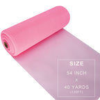 Pink Tulle Fabric Roll Spool Bolt (54 Inch by 40 Yards) Large Tulle Wedding Party Decoration, Tutu Skirt, Table Runner, Gift Wrapping, Bridal Shower, Soft & Drape (Pink)