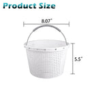 ZTTM 8" Pool Skimmer Basket for Inground Pool Compatible with Pentair U-3 Skimmer Basket 08650-0007 and Hayward SP1070 Pool Basket Stainless Steel Handle Rubber Grip & Built in Weighting White 2 Pack