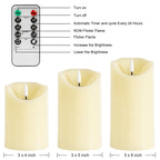 ANGELLOONG Flickering Flameless Candles with Remote, Battery Operated Fake Candles with Timer, Realistic LED Electric Pillar Candles for Home Wedding Birthday Christmas Decor, Set of 3