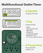 BN-LINK 7 Day Heavy Duty Outdoor Digital Stake Timer, 6 Outlets, Weatherproof, Perfect for Outdoor Lights, Sprinklers, Christmas Lights