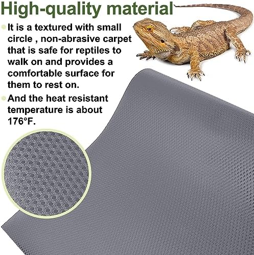 Reptile Carpet,Bearded Dragon Tank Accessories,Reptile Mat, Leopard Gecko Substrate,Bearded Dragon Tank Flooring,Snake,Tortoise Bedding(18" × 79 ", 2 PCS Grey Thicker Mat)