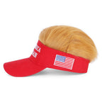 Trump 2024 Hat with Hair,Donald Trump Make America Great Again Wig Hat Embroidered Ultra Adjustable MAGA Baseball Cap (Red MAGA Hat with Hair)