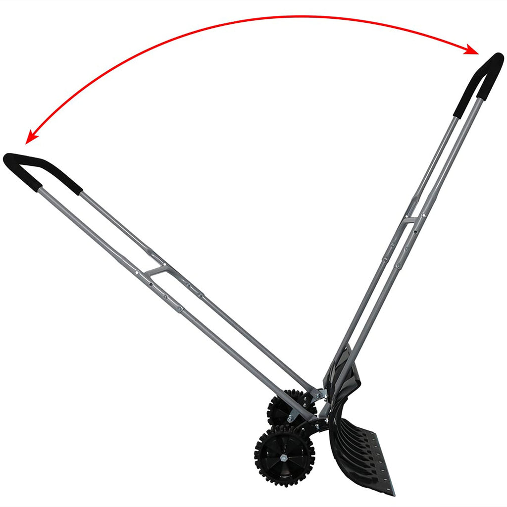 CASL Brands Snow Shovel with Wheels for Driveway - 6-Inch Polypropylene Wheels and Adjustable Aluminum Handle - 26-Inch Blade
