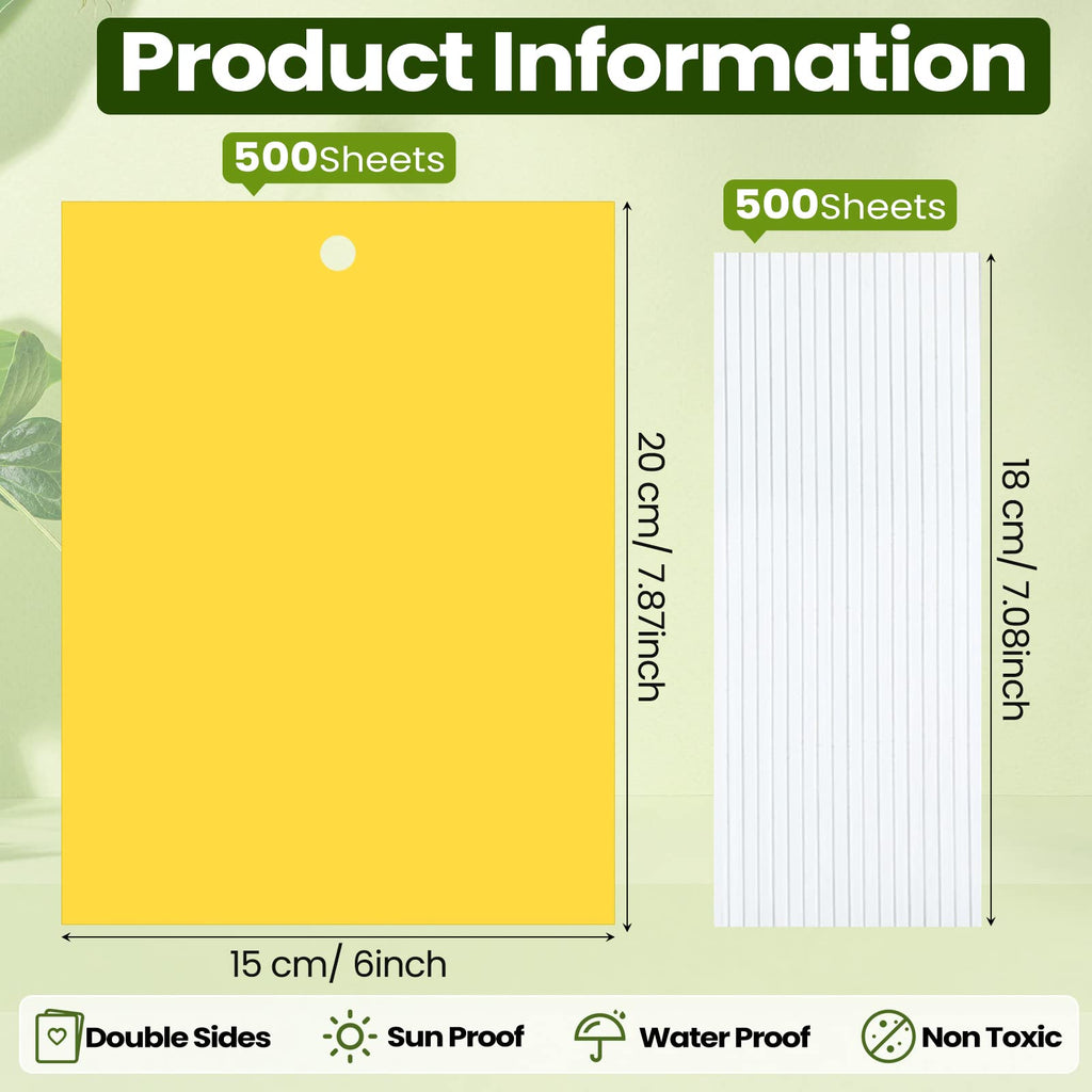 150 Pcs Double Sided Sticky Traps for Flying Plant Insect Like White Flies Aphids 6 x 8 Inch Sticky Gnat Traps Killer Fruit Fly Traps for Indoor Outdoor Including Twist Ties, Yellow
