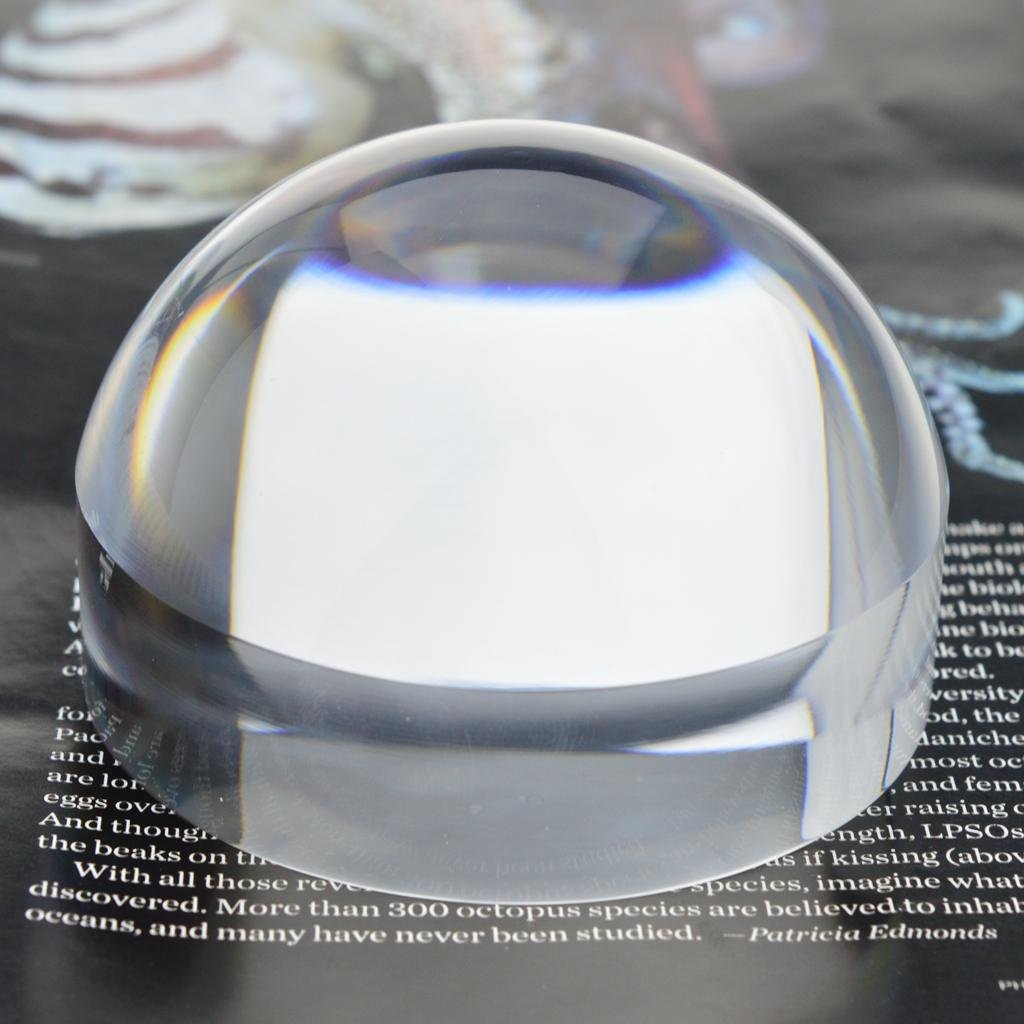 YOCTOSUN 3 Inch Acrylic Dome Magnifier 5X Paperweight Reading Magnifying Glass Optical Half Ball Lens with Nice Box and Polishing Pouch(80mm)