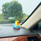 Rubber Ducks Car Duck Dashboard Decoration Squeak Trump Ducks Toys Car Ornaments Car Décor Accessories with Sunglasses and Gold Necklace(Style B)