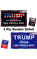 2Pack Trump 2024 Flags 3x5 Outdoor Made in USA-Double Sided 3 Ply Heavy Duty Take America Back with 4 Pcs Trump 2024 Sticker,Trump 2024 Flags Banner for Outside with 2 Brass Grommets UV protection Fade Resistant for Indoor Outdoor…