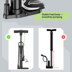 Bike Pump Floor, Advanced Bike Tire Inflator, Bicycle Hand Air Pump with Dual Presta and Schrader Valves, Handheld Pump, Suitable for Road and Mountain Bikes, Baby Stroller, Balls (Portable)