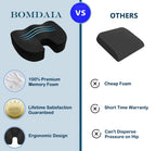 Bomdaia Seat Cushion Pillow for Office Chair, Desk Chair Car Cushion Pad for Tailbone Pain, Memory Foam Coccyx Seat Cushion for Sciatica, Back Pain Relief (Black)
