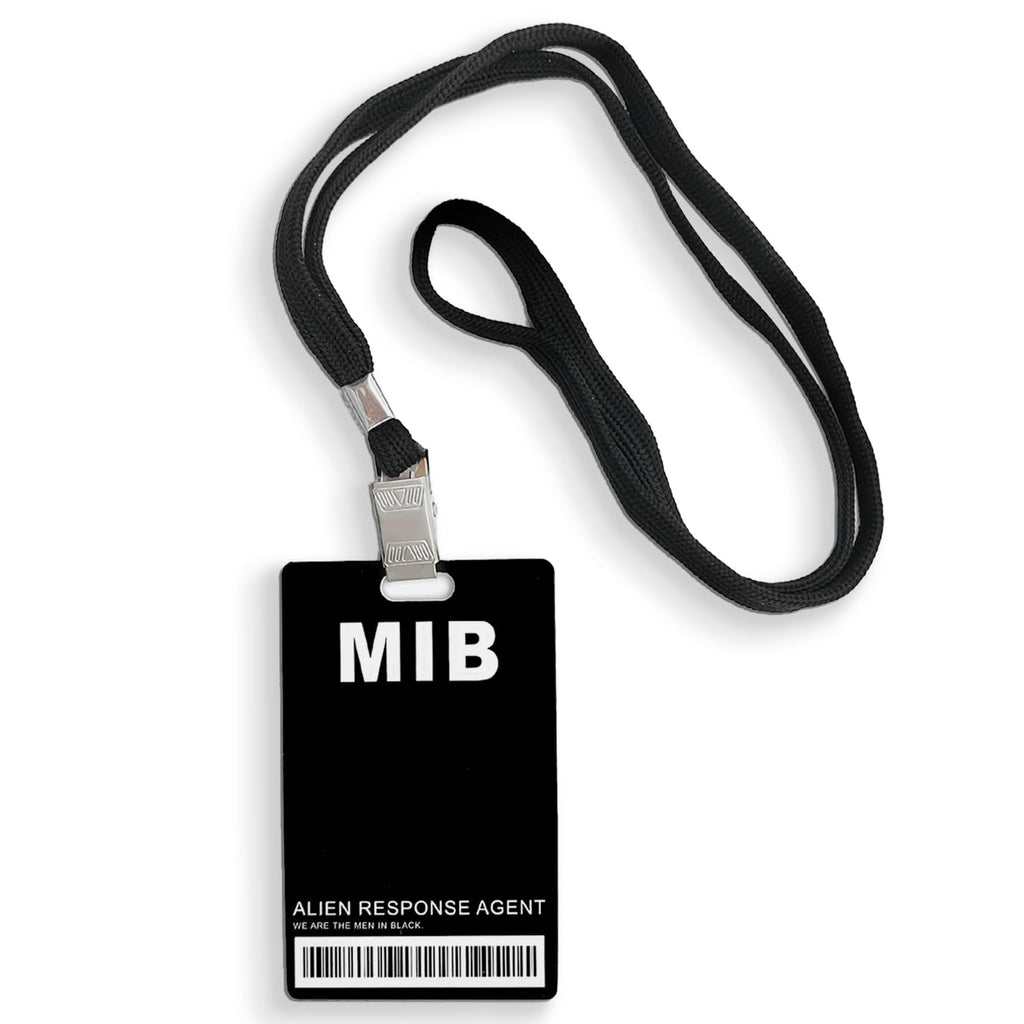 Man in Black ID Badge Prop Costume, Man in Black ID Badge Holder with Lanyard, Decorative Cosplay Spy Decorations Secret Agent ID Card Holder, Christmas,Halloween Costumes ID Badge Props,Black, 1 Pack