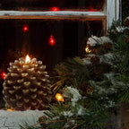 Eldnacele LED Pine Cone Candles, Battery Operated Flameless Candles with Timer Unscented Wax Pinecone Candles Brown 2 Pack for Christmas Home Party Decoration