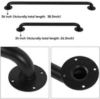 Purife 36 Inch Black No-Slip Stair Handrail Indoor, 3 FT Industrial Metal Stair Railing, Wall Mount Staircase Handrails, Outdoor Steps Railing, Deck Rails, Safety Grab Bar for Elderly & Kids