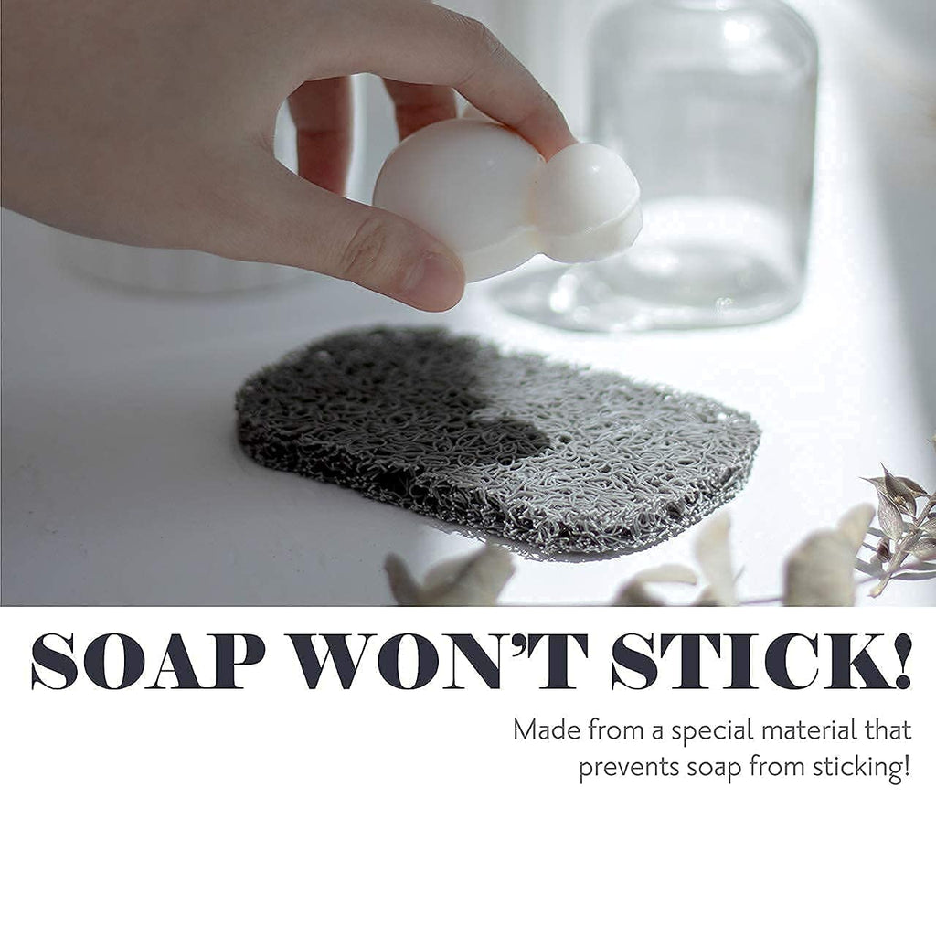 myHomeBody Soap Saver, Soap Lifting Pads for Soap Dish, Multi-Directional Weave, Efficient Draining Soap Bar Holder for Shower, 6 Piece Set – 3 Black, 3 White
