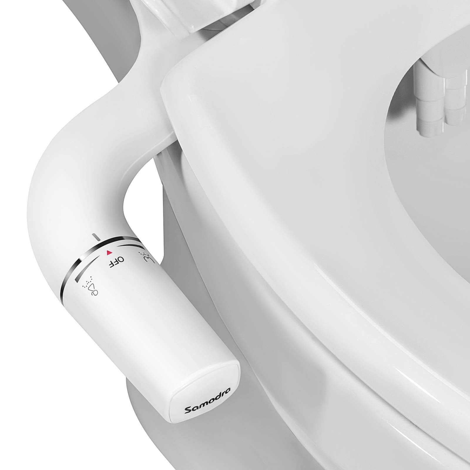 SAMODRA Ultra-Slim Hygienic Bidets Attachment for Existing Toilets - Adjustable Fresh Water Pressure Dual Nozzle (Frontal & Rear Wash) Easy to Install, Silver