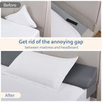 Vekkia Queen Bed Wedge Pillow for Headboard Gap Filler(0-7"),High-Density Foam,Prevents Pillows & Items from Falling,Ergonomic Design,Large Storage Pockets, Removable&Washable Cover,Gray,60''x7''x11''