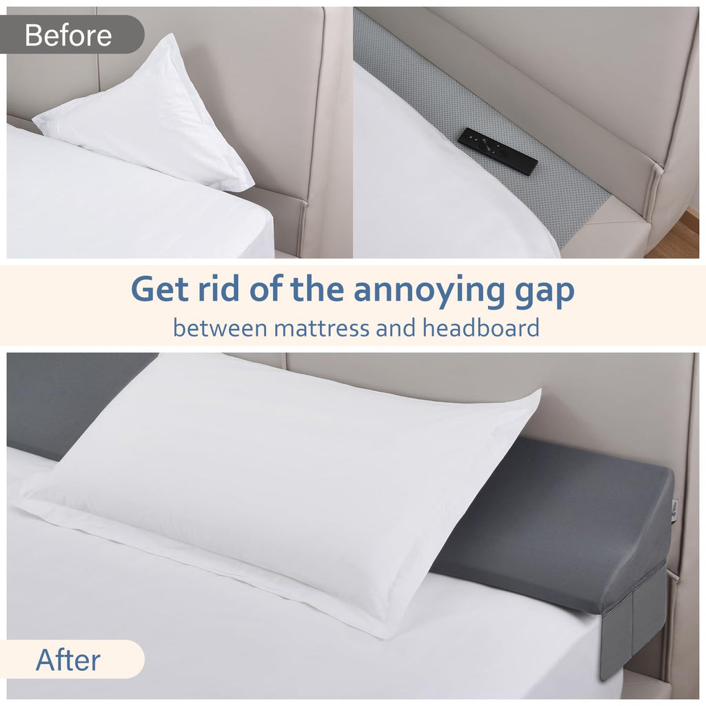 Vekkia King Bed Wedge Pillow for Headboard/Bed Gap Filler/Headboard Pillow,Pillow Wedge for Headboard Gap(0-6"),Bed Gap Pillow,Stop Loosing Your Pillows,Phone