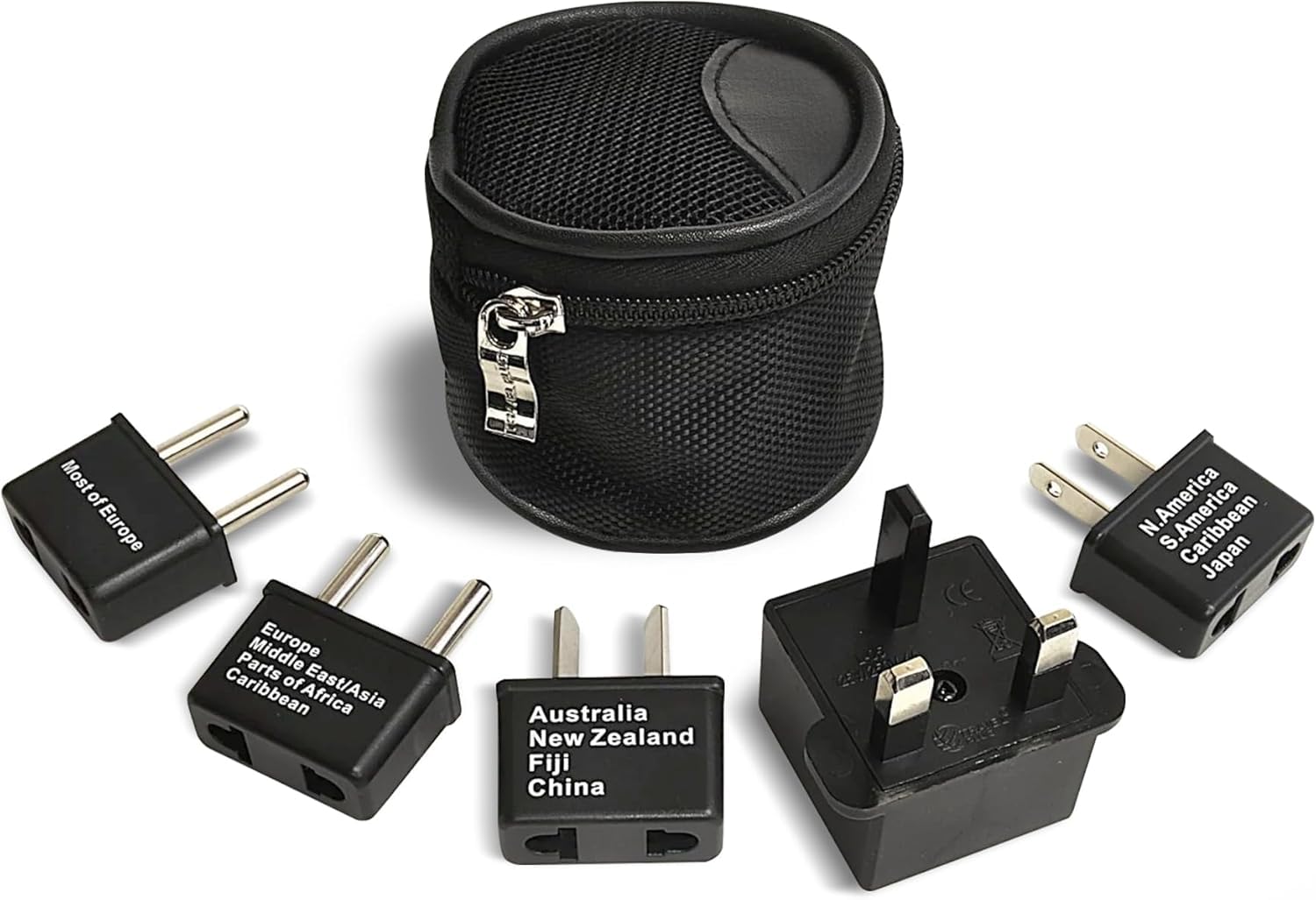 International Worldwide Travel Plug Adapter 5 Piece Set, Great for Cell Phones, Battery Chargers, Laptops to Work in Most Countries