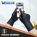 Wostar Black Nitrile Disposable Gloves Medium 8 Mil 100Pcs Latex & Powder-Free Industrial Raised Diamond Texture Black Gloves