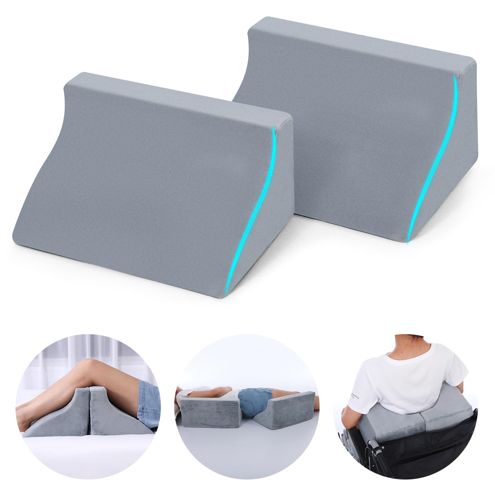 Fewener Small Wedge Pillow for Sleeping, 2 Pack Wedges & Body Positioners, Back Pillow for Side Sleeper & Back Pain Relief & Bed Sores