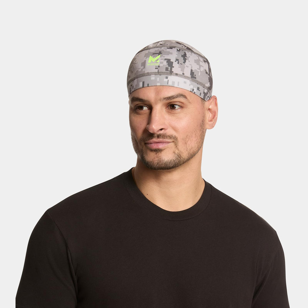 MISSION Cooling Helmet Liner- Cools Instantly When Wet, UPF 50, Wear Under Helmets, Hardhats & More- Digital Camo Gray