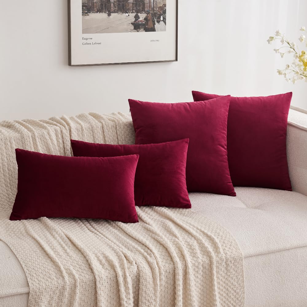 MIULEE Pack of 2 Velvet Soft Solid Decorative Square Throw Pillow Covers Set Christmas Cushion Cases Pillowcases for Sofa Bedroom Couch Car18x18 Inch 45x45 Cm