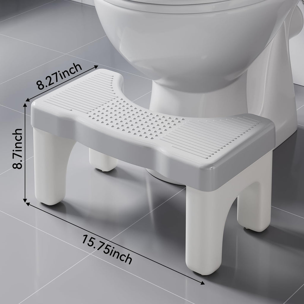 Kzeirm 2 Pack Toilet Foot Stool for Adults, 9 Inch Height Poop Stool for Bathroom, Squatting Potty Step Stool for Kids and Elderly, Banco para Baño Toilet, Gray, 2 Pack
